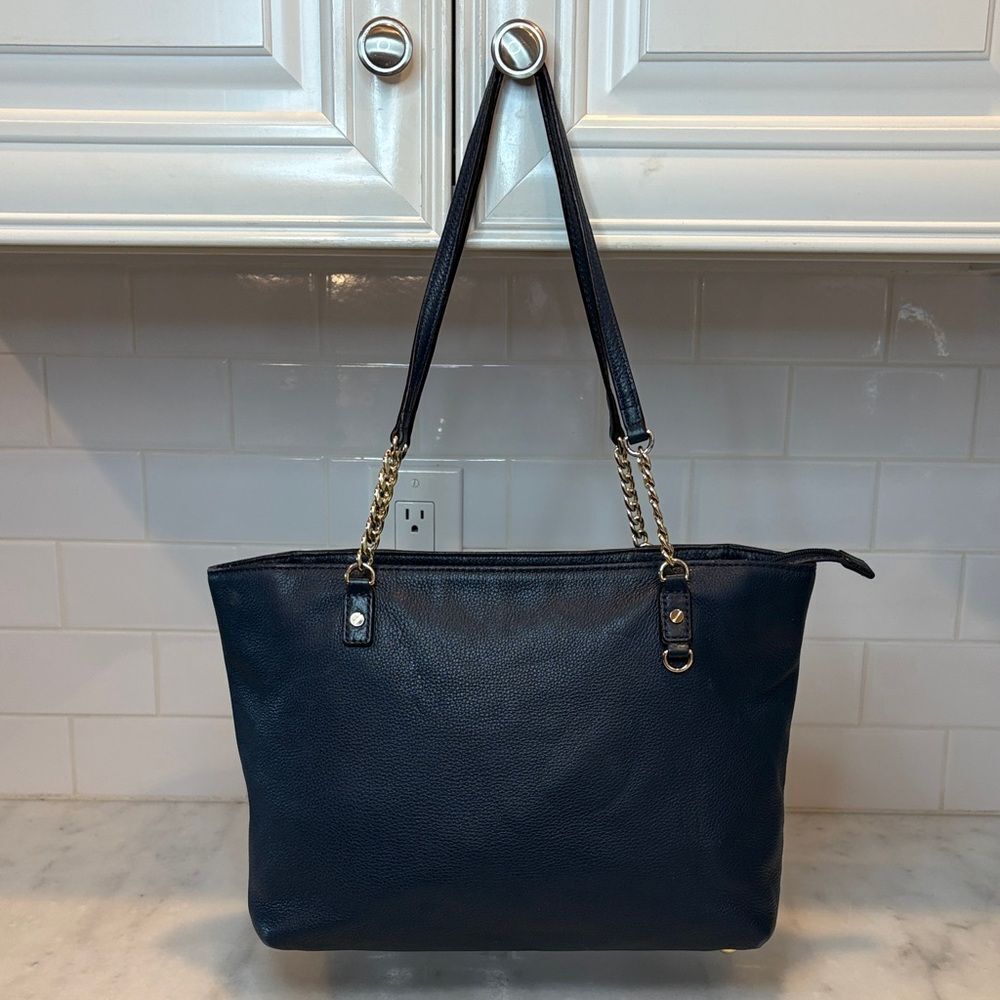 Michael Kors Bag Purse Handbag Leather Pebbled Chain Link Shoulder Tote Bag